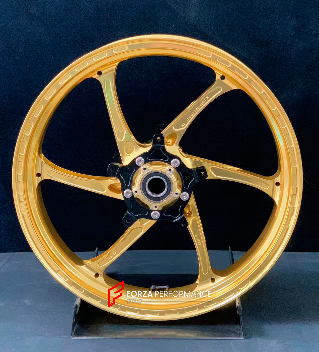 We manufacture premium quality forged motorcycle wheels rims for YAMAHA in any design, size, color.
Wheel sizes (motorcycle spec):
Front: 3.5 x 17
Rear: 6 x 17
Weight:
Front: 3.95 kg (8.7 lbs)
Rear: 4.9 kg (10.8 lbs)
Finishing: Gloss Gold
Forza Performance Group engineers and manufactures each forged motorcycle wheel individually per order. This ensures precise fitment, uncompromised strength, and unique styling. Whether for racing, touring, or daily use — our wheels are built for both performance a