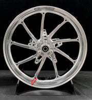 We manufacture premium quality forged motorcycle wheels rims for YAMAHA in any design, size, color.
Wheel sizes (motorcycle spec):
Front: 3.5 x 15
Rear: 4 x 14
Weight:
Front: 3.5 kg (7.92 lbs)
Rear: 3.35 kg (7.38 lbs)
Finishing: Gloss Silver
Forza Performance Group engineers and manufactures each forged motorcycle wheel individually per order. This ensures precise fitment, uncompromised strength, and unique styling. Whether for racing, touring, or daily use — our wheels are built for both performan