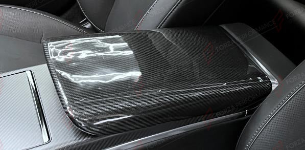DRY CARBON ARMREST BOX COVER for TESLA MODEL S 2021+