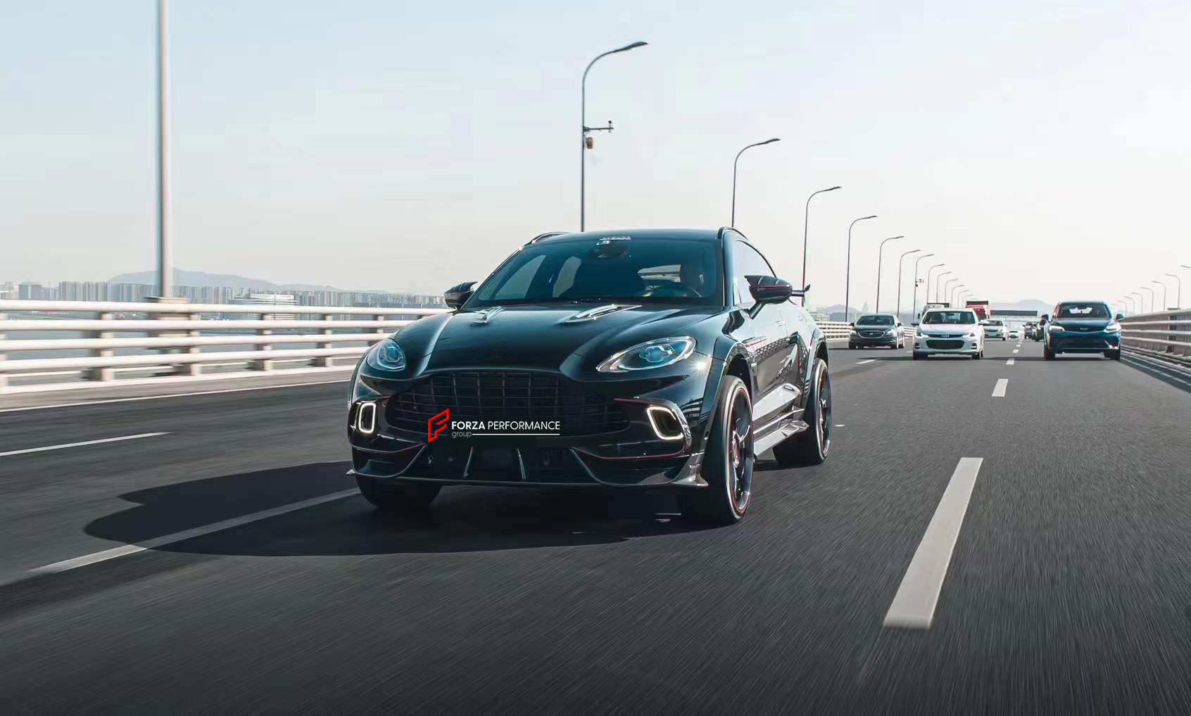 DRY CARBON BODY KIT for ASTON MARTIN DBX  Set includes:  Front Lip Side Fenders Hood Air Vents Side Air Vents Front Canards Side Skirts Rear Bumper Exhaust System Exhaust Tips