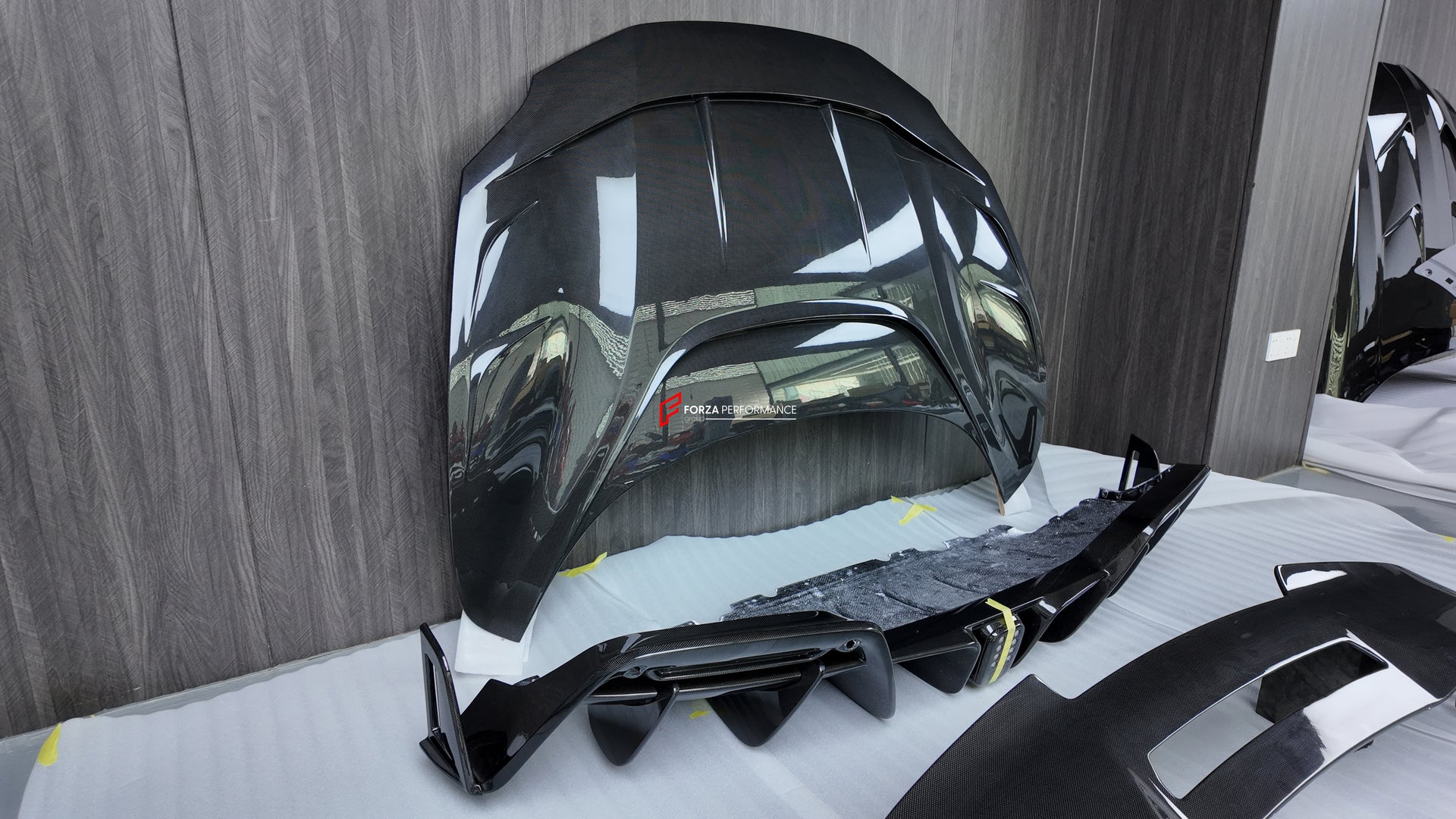 CARBON BODY KIT for FERRARI 296 GTB/GTS  Set includes: Front Lip Front Bumper Air Vent Covers Hood Panel Trim Fender Vents Side Skirts Side Air Vent Covers Engine Cover Rear Spoiler Rear Diffuser