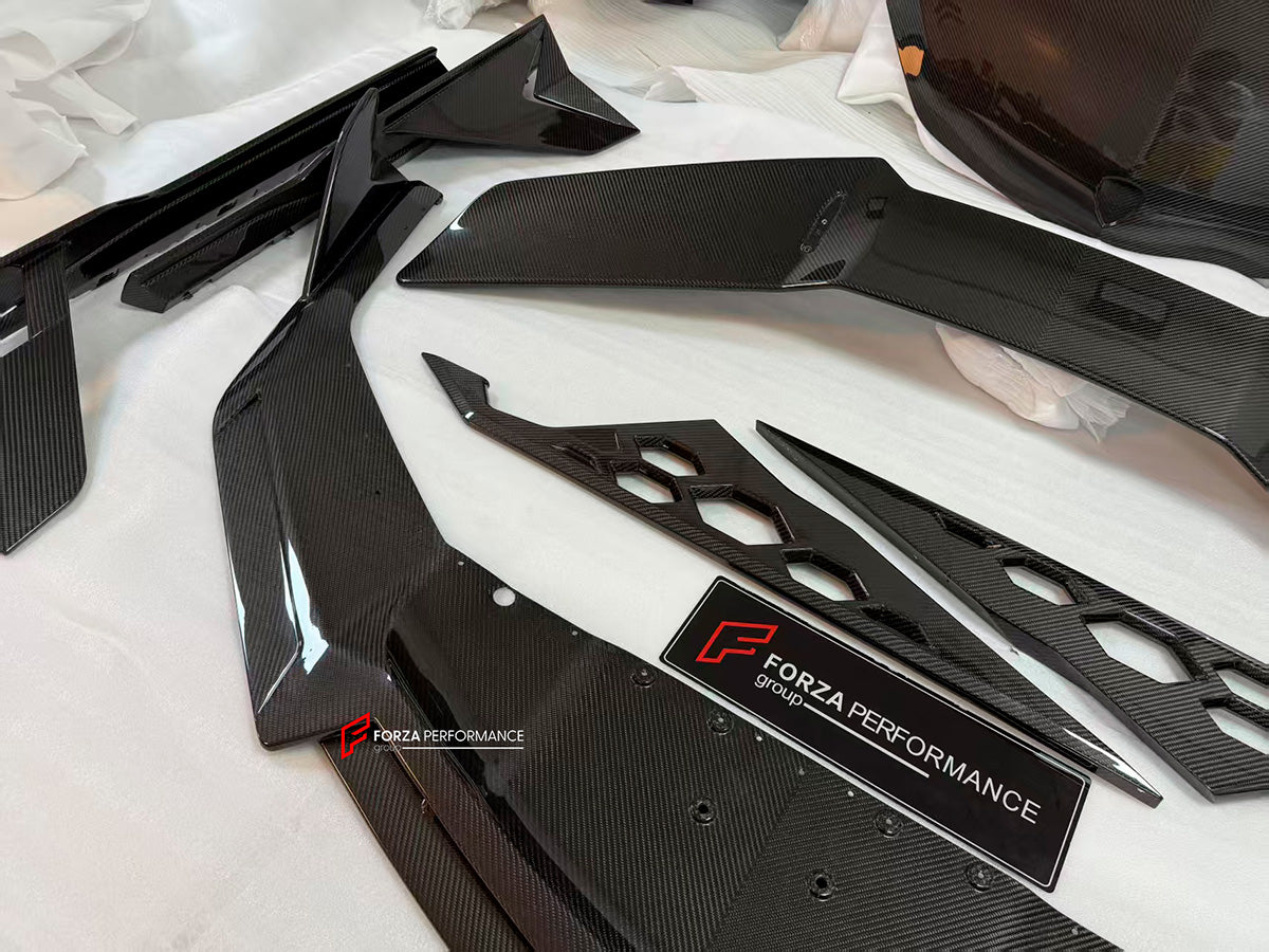 DRY CARBON BODY KIT for LAMBORGHINI REVUELTO 2023+
Set includes:
Front Lip
Side Skirts
Engine Cover
Rear Spoiler
Rear Diffuser
Material: Dry Carbon
NOTE: Professional installation is required.