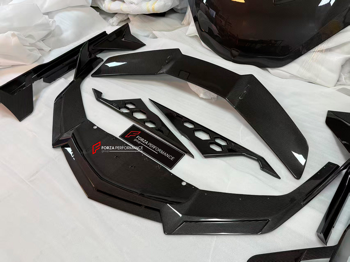 DRY CARBON BODY KIT for LAMBORGHINI REVUELTO 2023+
Set includes:
Front Lip
Side Skirts
Engine Cover
Rear Spoiler
Rear Diffuser
Material: Dry Carbon
NOTE: Professional installation is required.