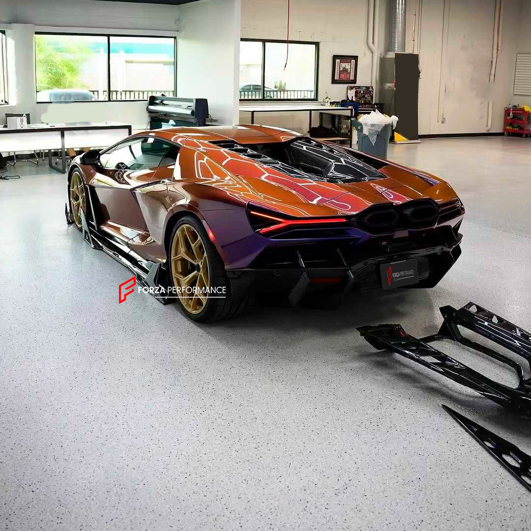 DRY CARBON BODY KIT for LAMBORGHINI REVUELTO 2023+
Set includes:
Front Lip
Side Skirts
Engine Cover
Rear Spoiler
Rear Diffuser
Material: Dry Carbon