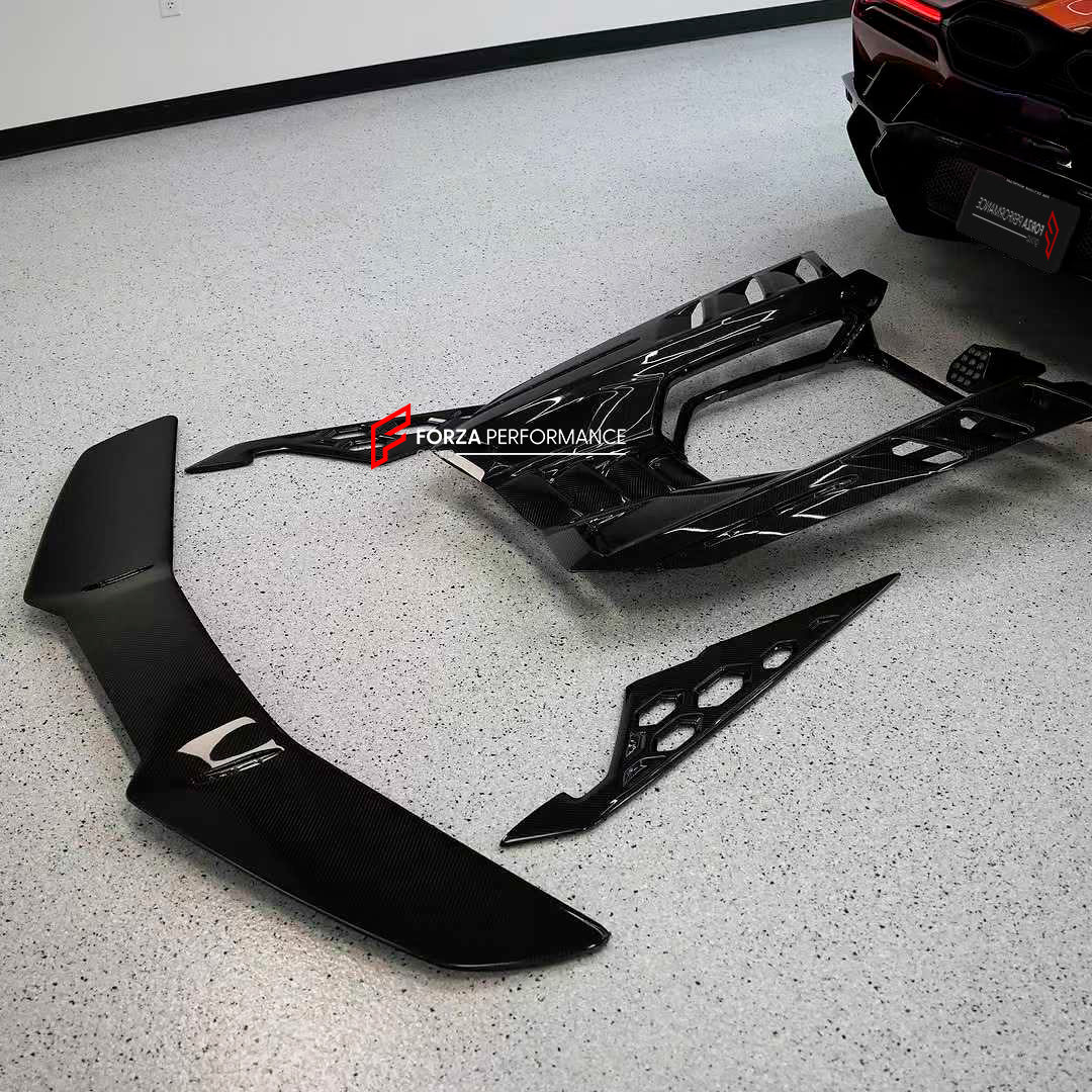 DRY CARBON BODY KIT for LAMBORGHINI REVUELTO 2023+
Set includes:
Front Lip
Side Skirts
Engine Cover
Rear Spoiler
Rear Diffuser
Material: Dry Carbon