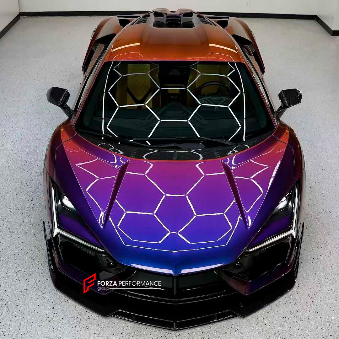 DRY CARBON BODY KIT for LAMBORGHINI REVUELTO 2023+
Set includes:
Front Lip
Side Skirts
Engine Cover
Rear Spoiler
Rear Diffuser
Material: Dry Carbon