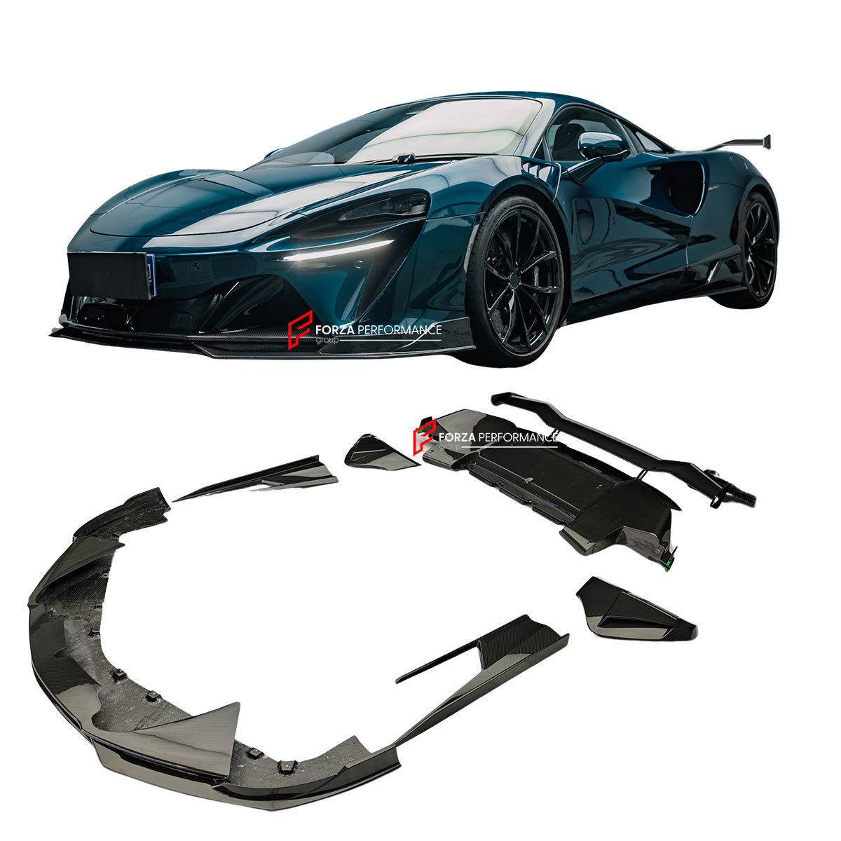 DRY CARBON BODY KIT for MCLAREN ARTURA
Set includes:
Front Lip
Side Skirts
Rear Diffuser
Rear Side Splitters
Rear GT Wing Spoiler
Material: Dry Carbon
Note: Professional installation is required
