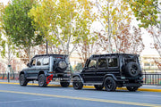 DRY CARBON BODY KIT for MERCEDES-BENZ W464 G63 4x4 G500 G550 2019 - 2022  Set includes:  Hood Front Grille Turn Signal Covers Side Fenders Side Trims Side Moldings Side Skirts Roof LED Bar Roof Rack Roof Ladder Spare Tire Holder Rear Bumper Reinforcement