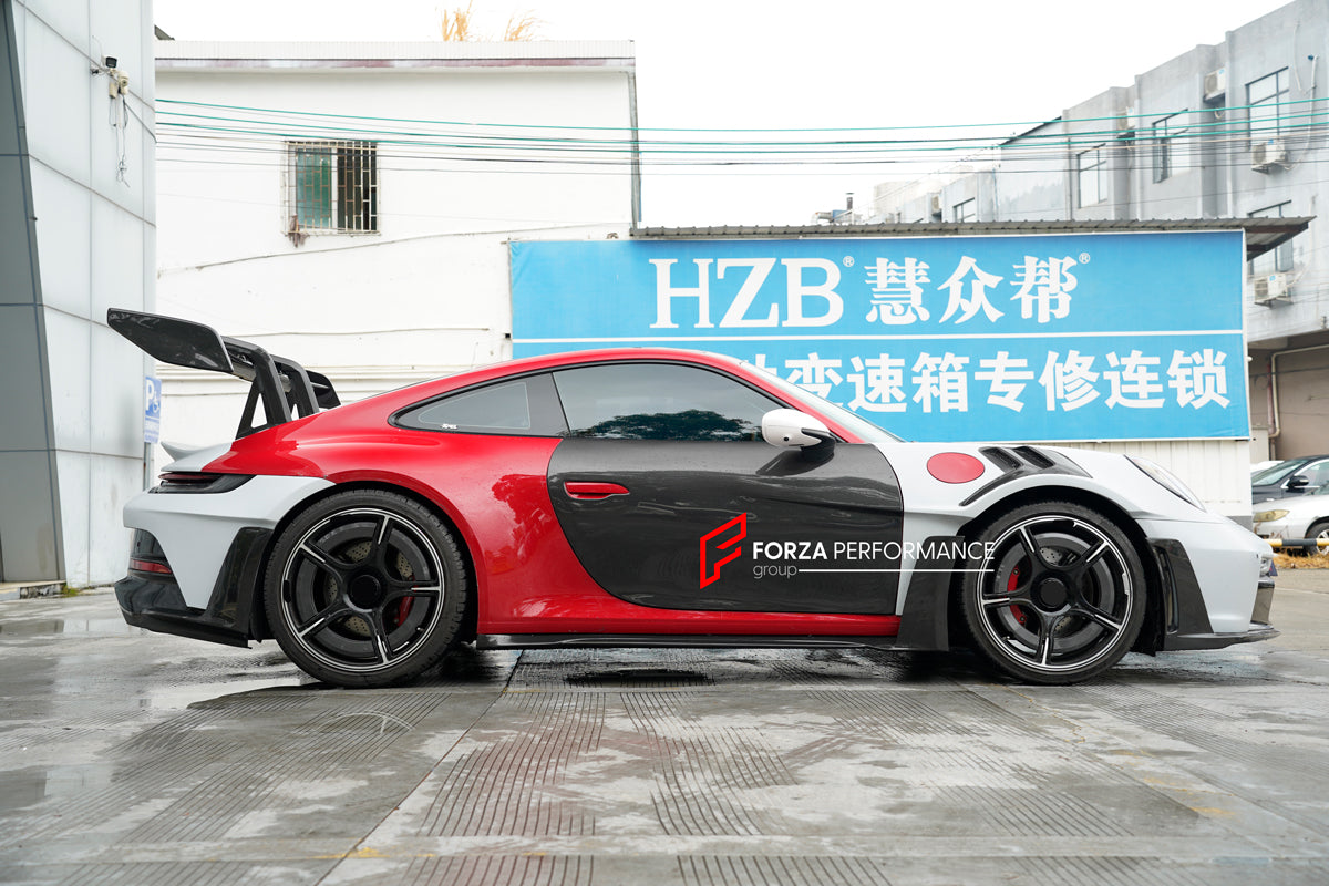 CONVERSION DRY CARBON BODY KIT for PORSCHE 911 992.1 CARRERA CARRERA S 2019 - 2025 UPGRADE to PORSCHE 911 992 GT3 RS 2019 - 2025
Set includes:
Front Bumper
Front Lip
Front Hood
Front Fender Air Vents
Side Door Panels
Side Skirts
Rear Bumper
Rear Diffuser
Rear Big Spoiler
Rear Base Spoiler
Rear Engine Hood
Rear Canards
Exhaust System
Material: Dry Carbon
Will Fit: PORSCHE 911 992.1 CARRERA CARRERA S 2019 - 2025
NOTE: Professional installation is required.
Carbon Fiber Body Kit for Porsche GT3 RS –