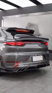 DRY CARBON BODY KIT for PORSCHE CAYENNE 9YA 2018+  Set includes:  Hood Headlight Add-ons Front Bumper Air Vents Front Lip Side Skirts Fender Air Vents Roof Spoiler Rear Spoiler Rear Diffuser