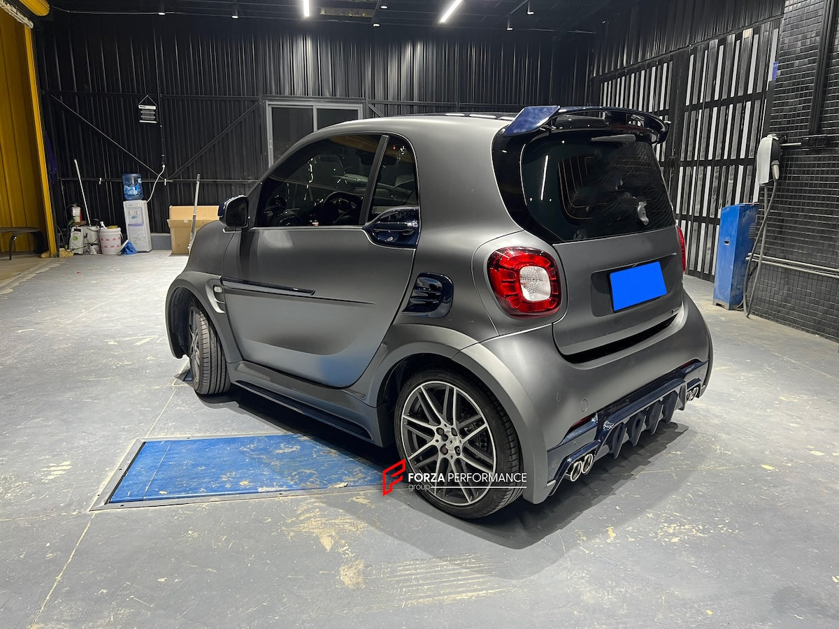 DRY CARBON BODY KIT for SMART FORTWO III W453 2014 - 2022  Set includes:  Front Hood/Bonnet Front Lip Mirror Covers Side Skirts Door Knobs Door Add-ons Rear Spoiler Rear Diffuser