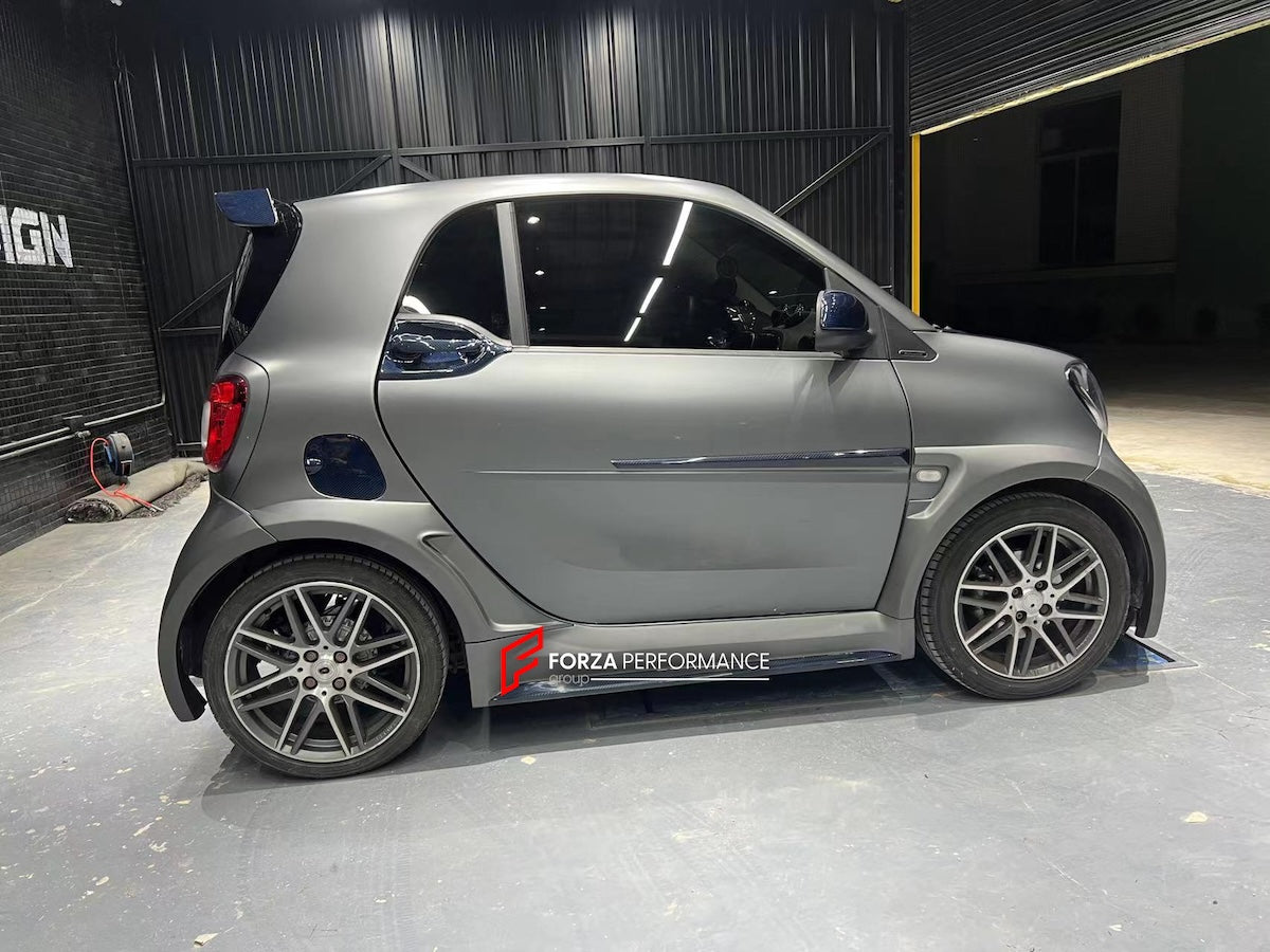 DRY CARBON BODY KIT for SMART FORTWO III W453 2014 - 2022  Set includes:  Front Hood/Bonnet Front Lip Mirror Covers Side Skirts Door Knobs Door Add-ons Rear Spoiler Rear Diffuser