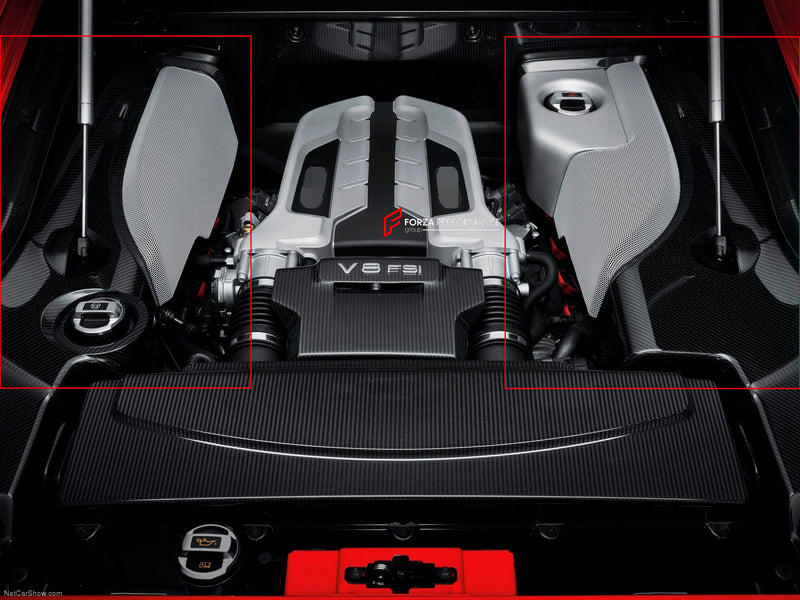 CARBON FIBER ENGINE BAY AREA COVERS for AUDI R8 V8 V10 2007 - 2012