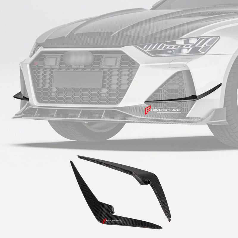 DRY CARBON FIBER FRONT CANARDS for AUDI RS6 C8 2019 - 2023