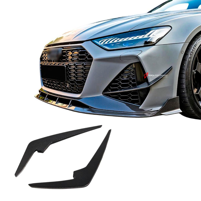 DRY CARBON FIBER FRONT CANARDS for AUDI RS7 C8 2020 - 2023