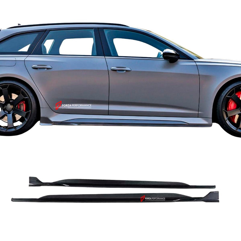 DRY CARBON FIBER SIDE SKIRTS for AUDI RS6 C8 2019 - 2023