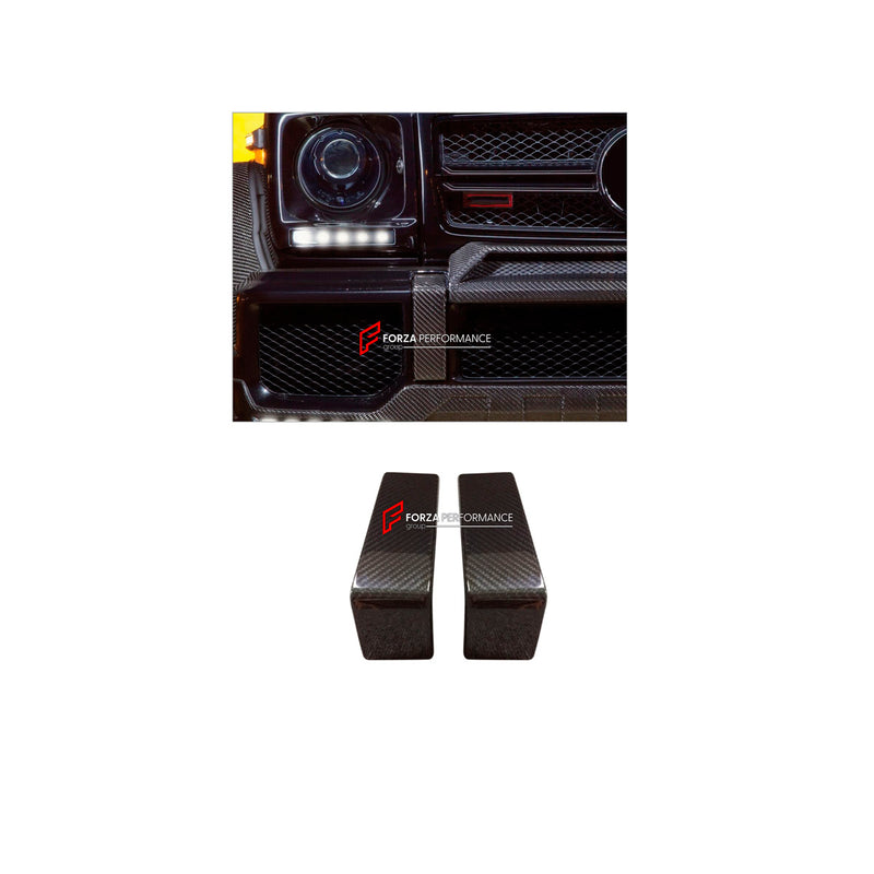 DRY CARBON FRONT BUMPER COVER TRIMS for MERCEDES-BENZ G-CLASS W463 G63 2008 - 2018