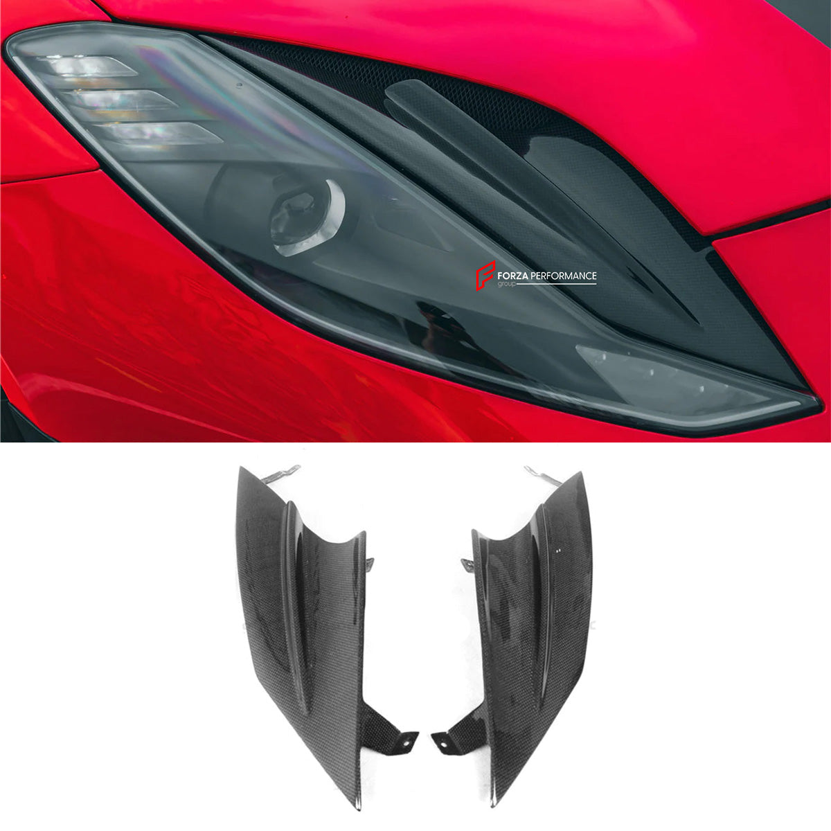 DRY CARBON HEADLIGHTS AIR VENTS for FERRARI 812 SUPERFAST GTS 2017 - 2024
Set includes:
Headlights Air Vents
Material: Dry Carbon
Note: Professional installation is required
