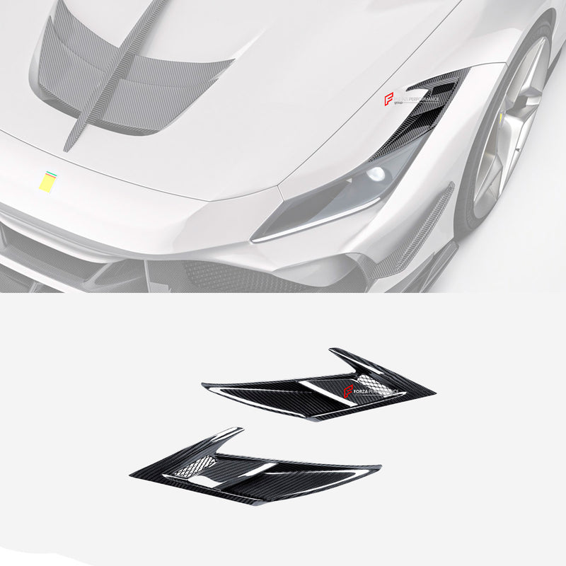 DRY CARBON HEADLIGHTS VENTS TRIM for FERRARI F8 2019 - 2022