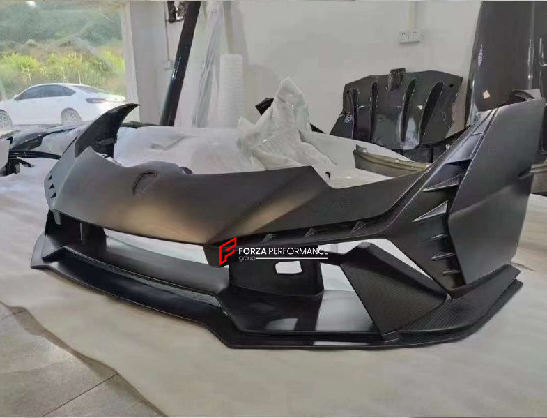 DRY CARBON FRONT BUMPER HOOD FOR LAMBORGHINI HURACAN LP580 LP610 EVO UPGRADE TO HURACAN TECNICA