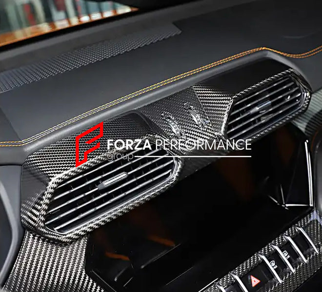 DRY CARBON INTERIOR TRIM KIT COVERS for LAMBORGHINI URUS 2018+  Set includes:  Dashboard Trim Cover Center Console Trim Cover 2x Front Door Trim Covers 2x Rear Door Trim Covers