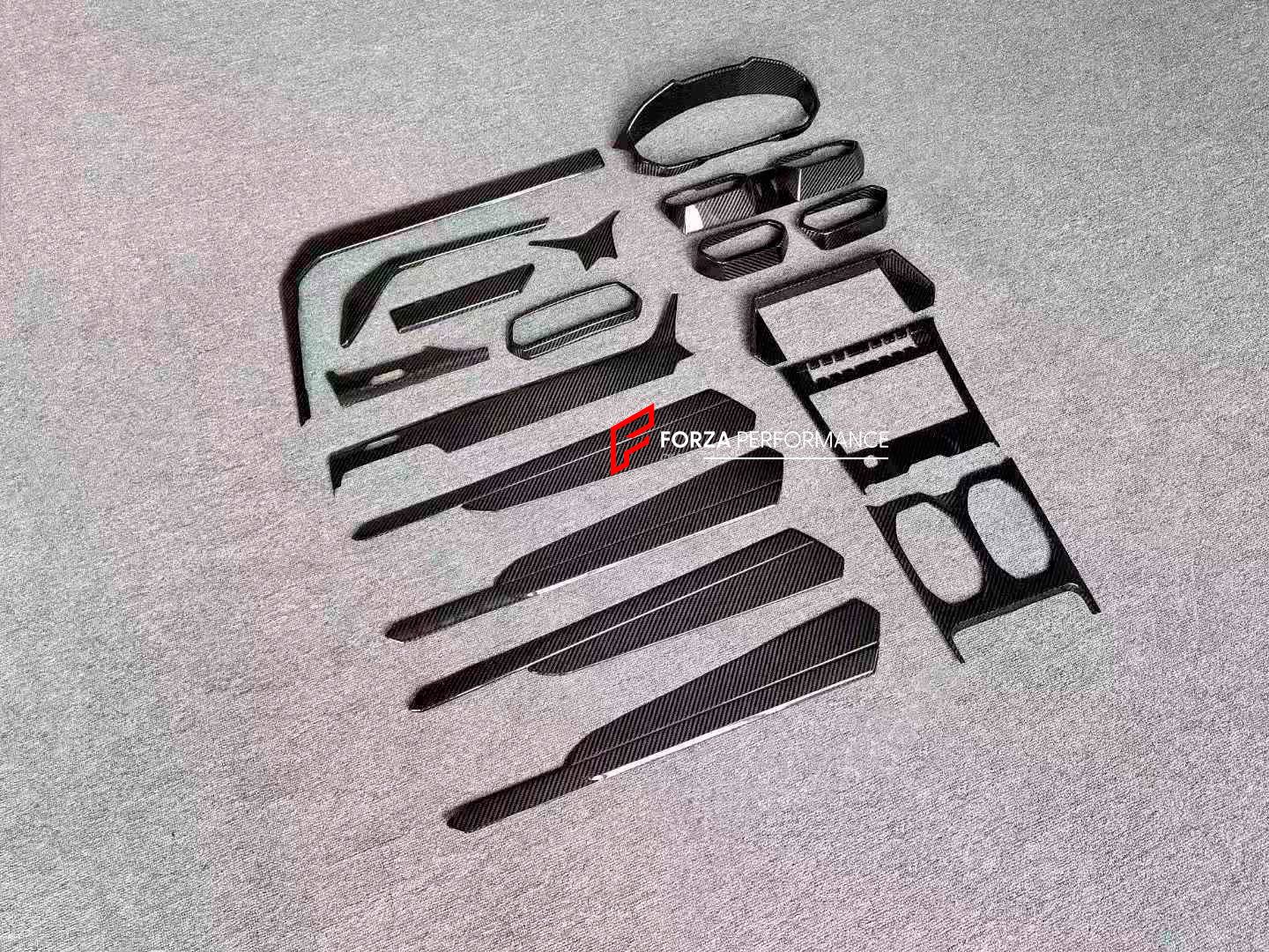 DRY CARBON INTERIOR TRIM KIT COVERS for LAMBORGHINI URUS | S | SE | PERFORMANTE | ST-X 2023+
Set includes:
Dashboard Trims
Center Console Box Trim
Gear Shift Cup Frame Trim
Rear Seats Replacement Covers
Steering Wheel Trims
Door Trims
Rear Cup Holder Trim
Side Mirror Replacement Covers