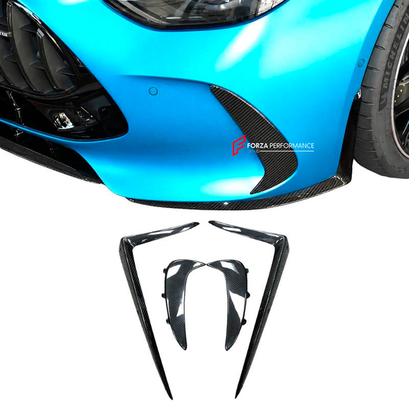 DRY CARBON FRONT BUMPER CORNER TRIMS AND CANARDS for MERCEDES BENZ AMG GT63S C192 2024+