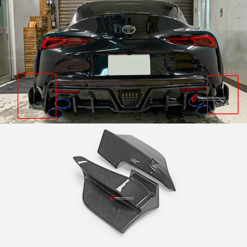 DRY CARBON REAR DIFFUSER SIDE CANARDS for TOYOTA GR SUPRA A90 2019+
