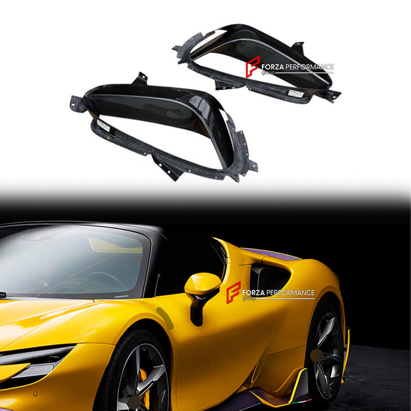 DRY CARBON REAR FENDER AIR INTAKE COVERS for FERRARI SF90 STRADALE SPIDER 2019+