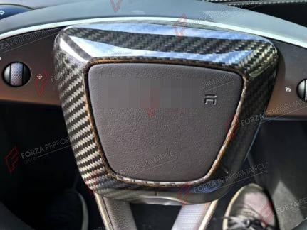 DRY CARBON STEERING WHEEL AIRBAG COVER for TESLA MODEL 3 HIGHLAND 2024+