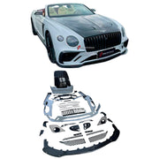 DRY CARBON WIDE BODY KIT for BENTLEY CONTINENTAL GT GTC 2018 - 2024
Set includes:
Front Lip
Front Bumper
Front Bumper Trims
Grille
Hood / Bonnet
Front Fenders
Side Mirror Covers
Side Trims
Side Skirts
Folding Roof Cover
Rear Spoiler
Rear Bumper
Rear Diffuser
Material: Dry Carbon
Note: Professional installation is required.