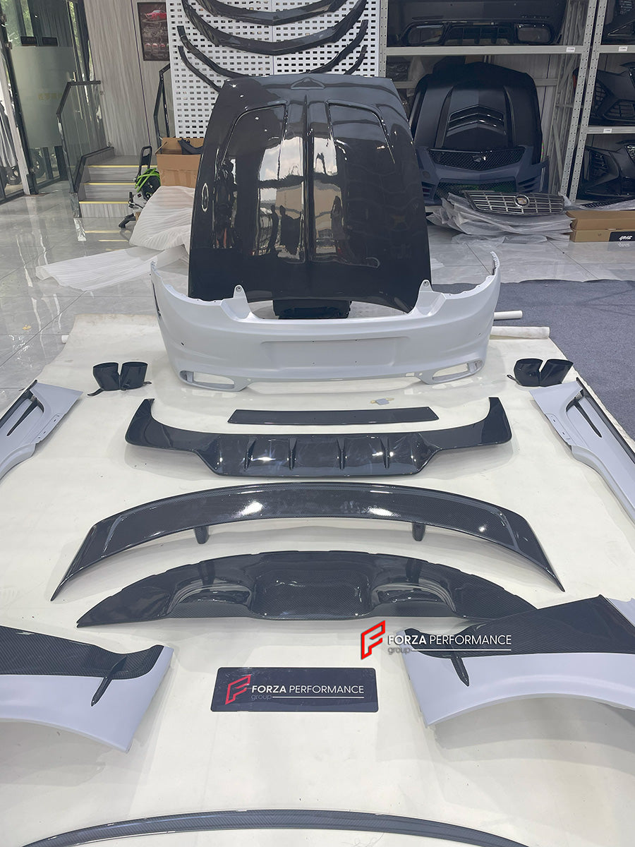DRY CARBON WIDE BODY KIT for BENTLEY CONTINENTAL GT GTC 2018 - 2024
Set includes:
Front Lip
Front Bumper
Front Bumper Trims
Grille
Hood / Bonnet
Front Fenders
Side Mirror Covers
Side Trims
Side Skirts
Folding Roof Cover
Rear Spoiler
Rear Bumper
Rear Diffuser
Material: Dry Carbon
Note: Professional installation is required.