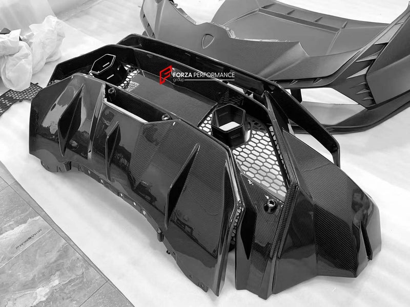 DRY CARBON REAR BUMPER for LAMBORGHINI HURACAN LP580 LP610 EVO 2014+ upgrade to TECNICA