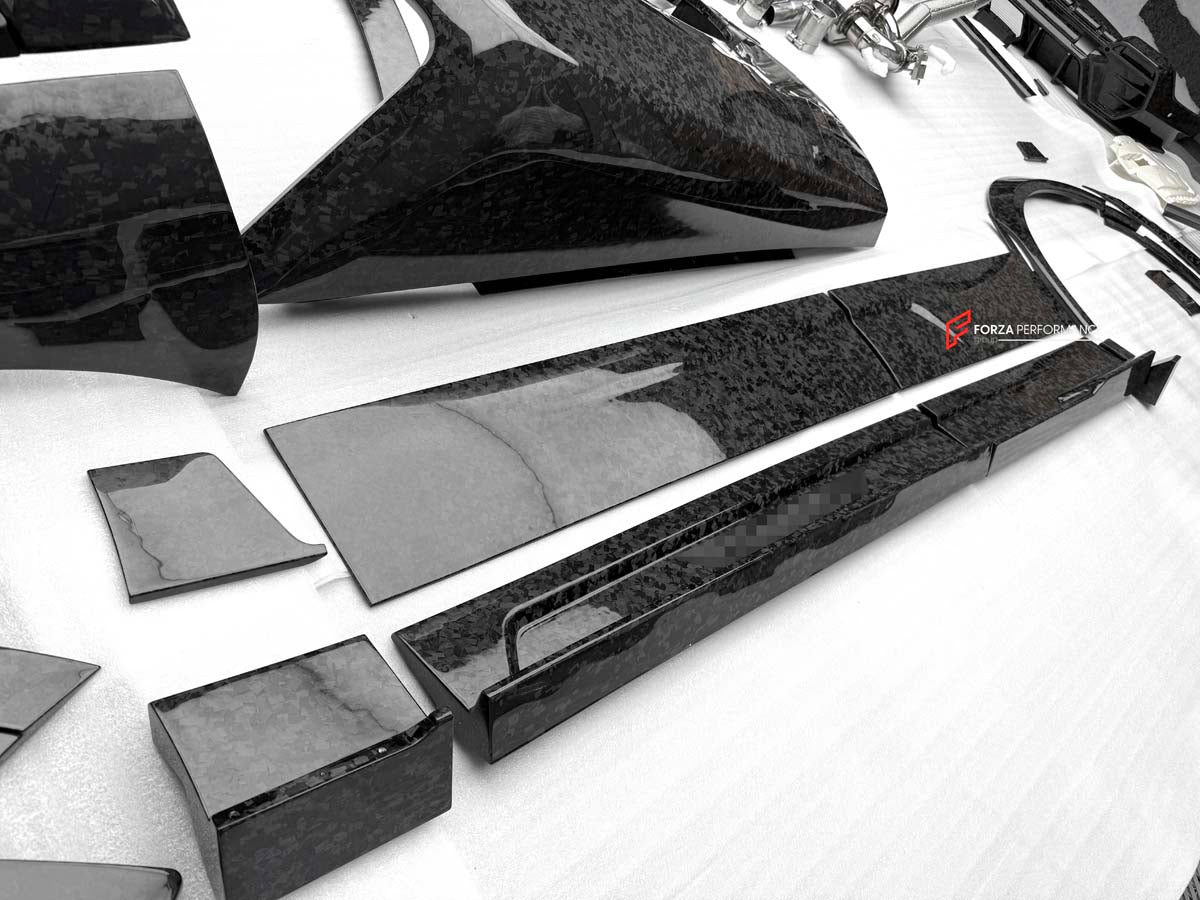 FORGED CARBON CONVERSION BODY KIT for ROLLS-ROYCE CULLINAN SERIES 1 2018 - 2025 upgrade to SERIES 2 FACELIFT
Set includes:
Front Lip
Front Bumper
Front Bumper Meshes
Headlights
Front Grille Frame
Hood / Bonnet
Front Fenders
Fenders Flares
Door Covers
Side Skirts
Roof Spoiler
D-Pillar Panel
Rear Trunk Spoiler
Rear Panel
Rear Bumper
Rear Diffuser
Exhaust Tips
Exhaust Mufflers
Material: Dry Carbon