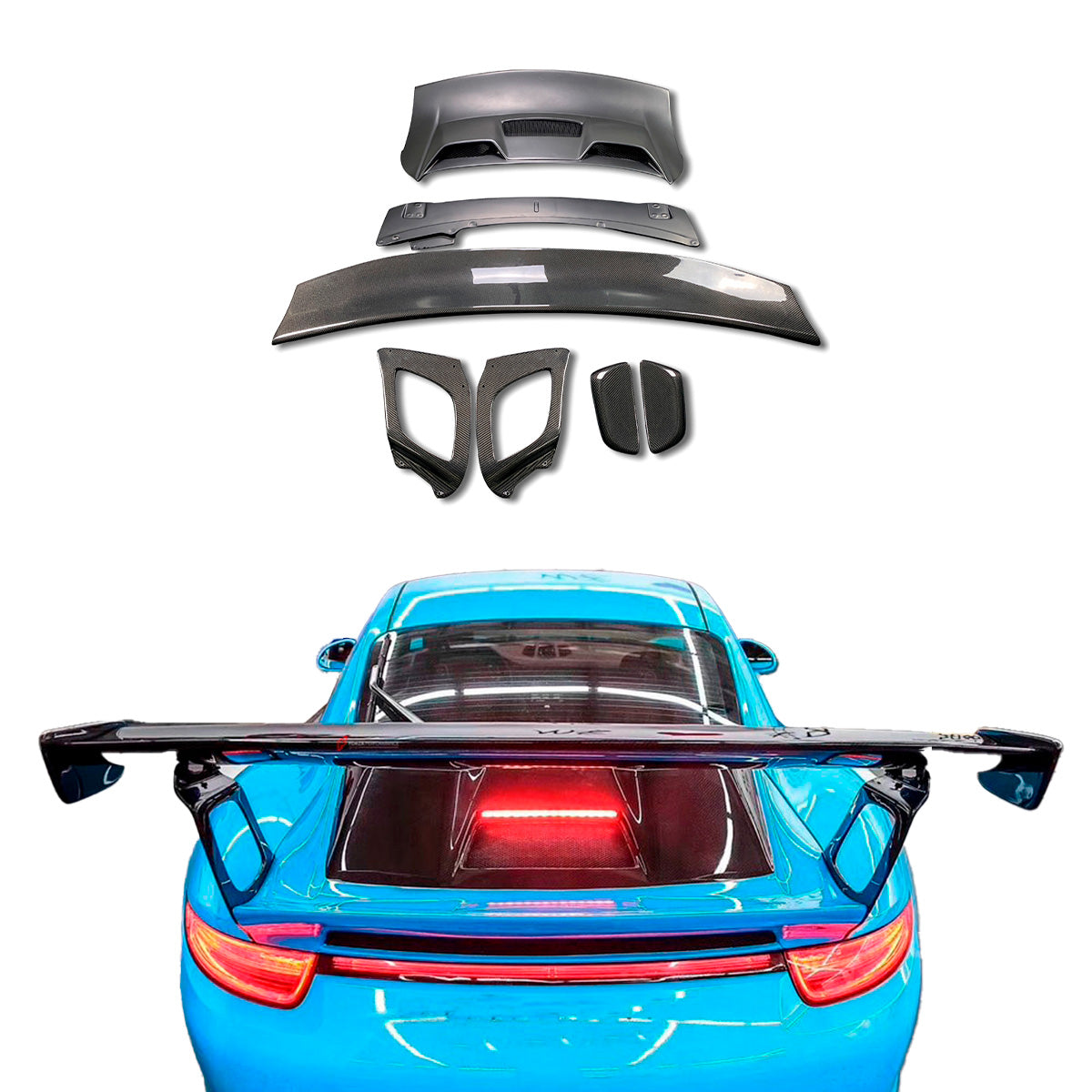CONVERSION UPGRADE REAR WING SPOILER for PORSCHE 911 991.1 991.2 2011 - 2020 upgrade to GT2 RS