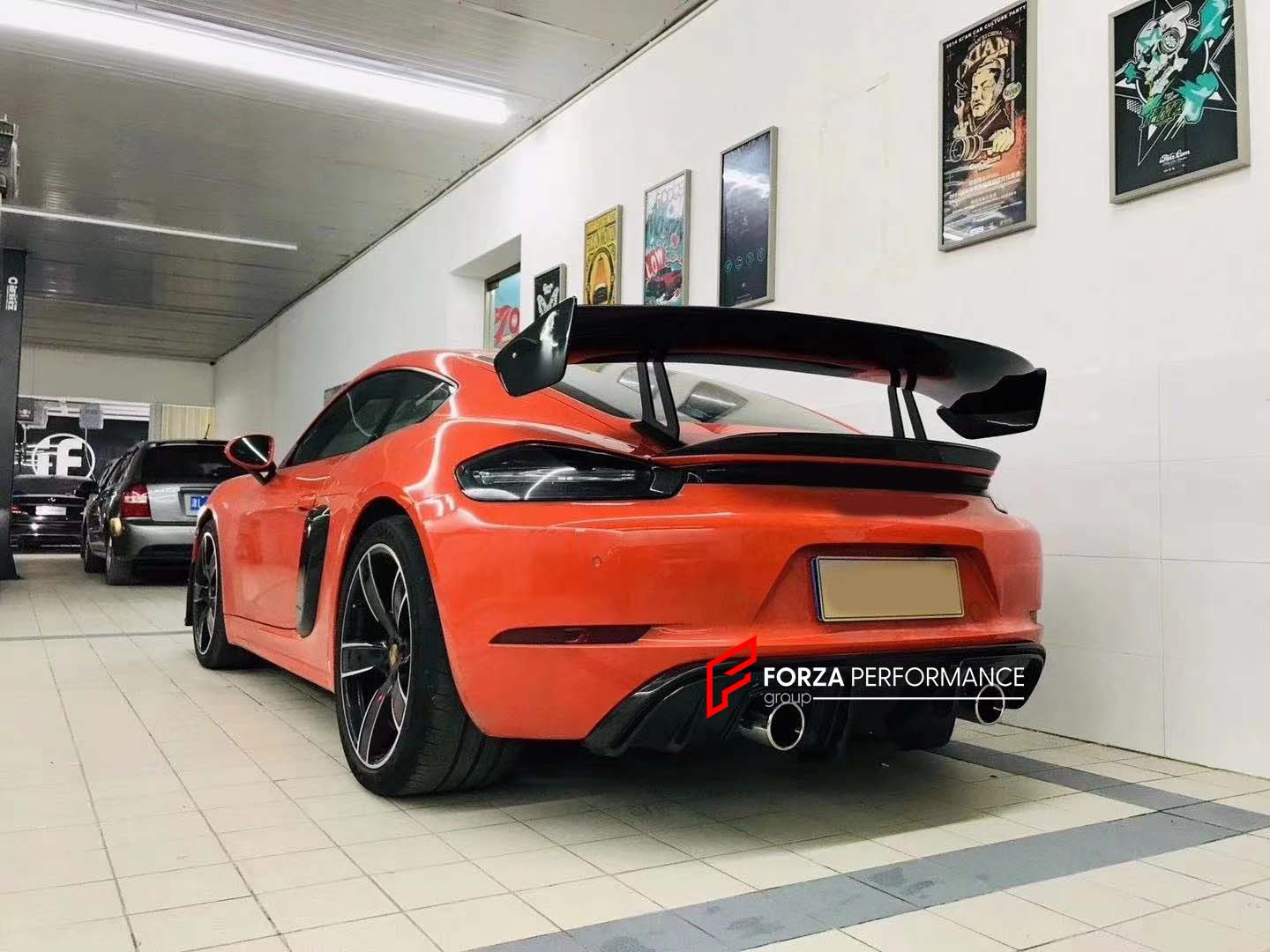 Conversion Body Kit for Porsche 718 981 Cayman & Boxster to GT4   Set includes:  Front bumper Front lip Front fenders Front vent covers Hood Rear bumper Rear fenders Rear diffuser  Spoiler  Exhaust system