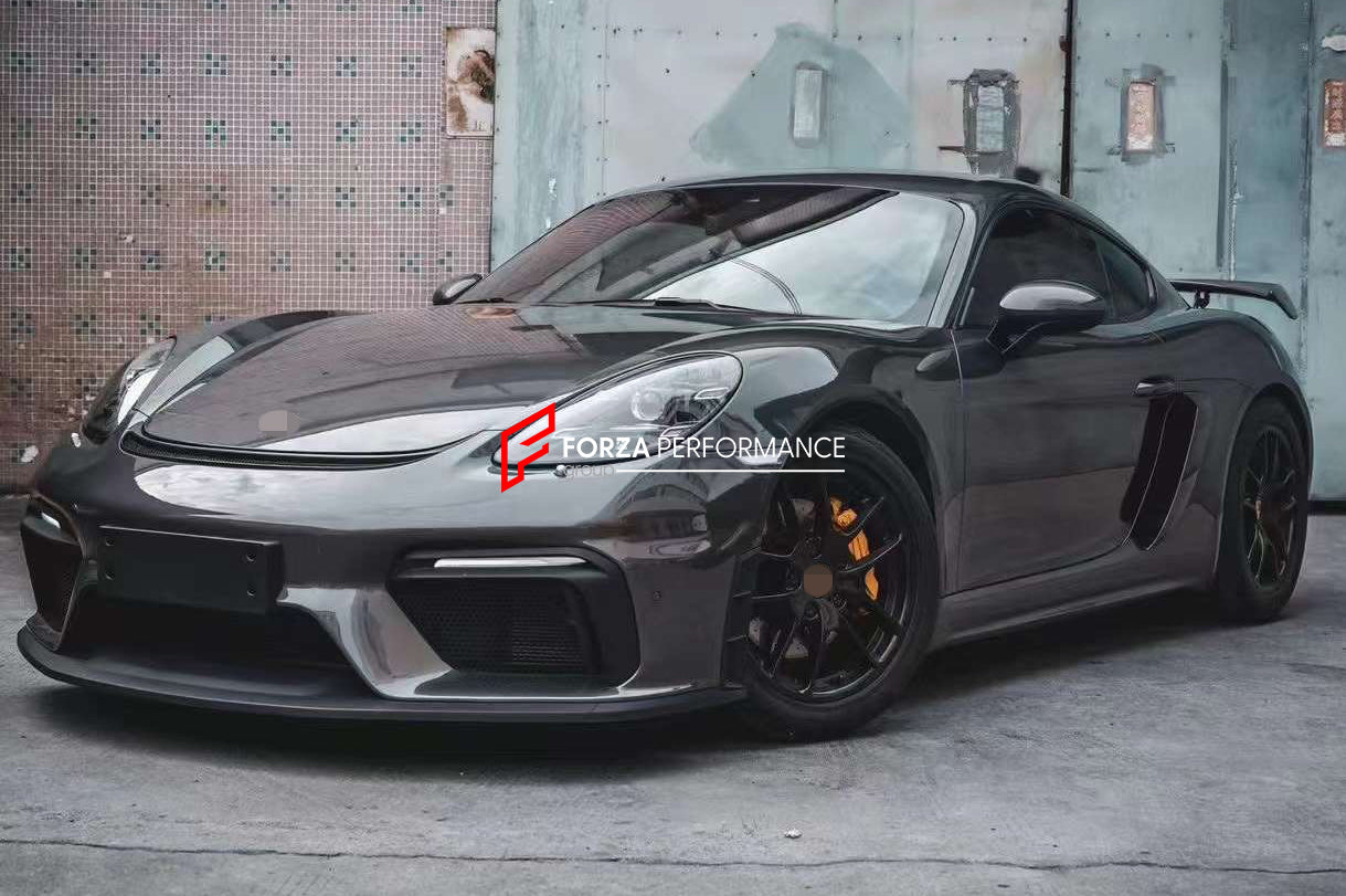 Conversion Body Kit for Porsche 718 981 Cayman & Boxster to GT4   Set includes:  Front bumper Front lip Front fenders Front vent covers Hood Rear bumper Rear fenders Rear diffuser  Spoiler  Exhaust system