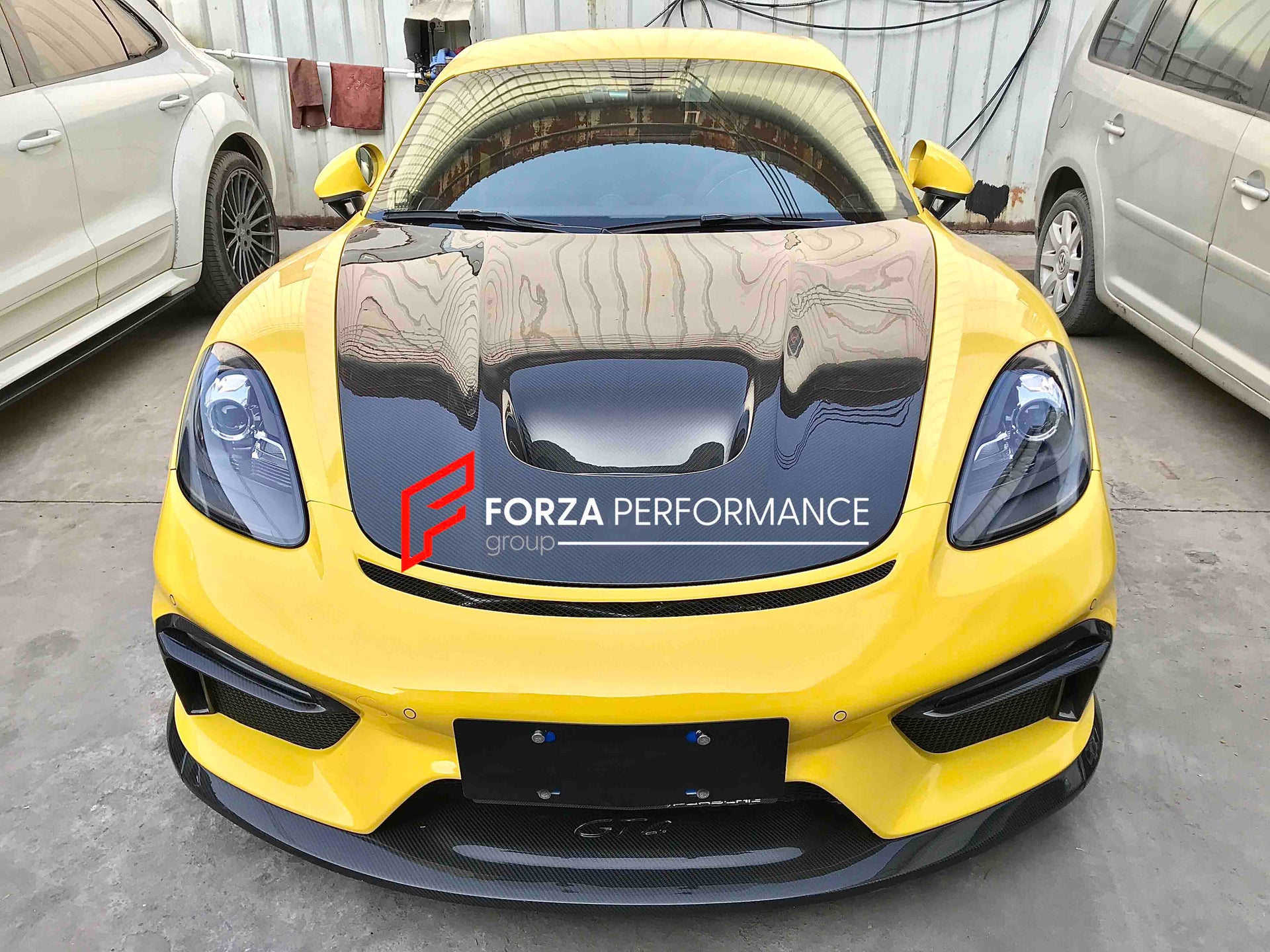 Conversion Body Kit for Porsche 718 981 Cayman & Boxster to GT4   Set includes:  Front bumper Front lip Front fenders Front vent covers Hood Rear bumper Rear fenders Rear diffuser  Spoiler  Exhaust system