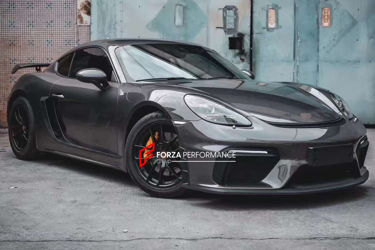 Conversion Body Kit for Porsche 718 981 Cayman & Boxster to GT4   Set includes:  Front bumper Front lip Front fenders Front vent covers Hood Rear bumper Rear fenders Rear diffuser  Spoiler  Exhaust system