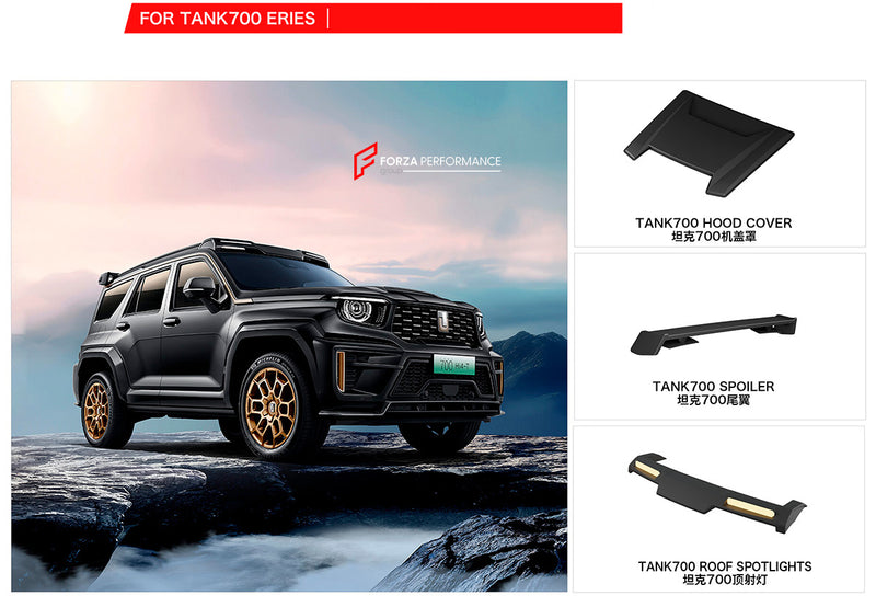 HOOD COVER SPOILER ROOF SPOTLIGHTS for TANK 700 SPECIAL EDITION