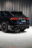 WIDE DRY CARBON BODY KIT FOR AUDI Q8 | RSQ8 4M 2019+ Set include: Front Bumper Assembly Front Bumper Canards Hood/Bonnet Front Fenders Fender Flares Side Skirts Rear Roof Spoiler Trunk Wing Spoiler Exhaust system Rear Bumper Rear Diffuser