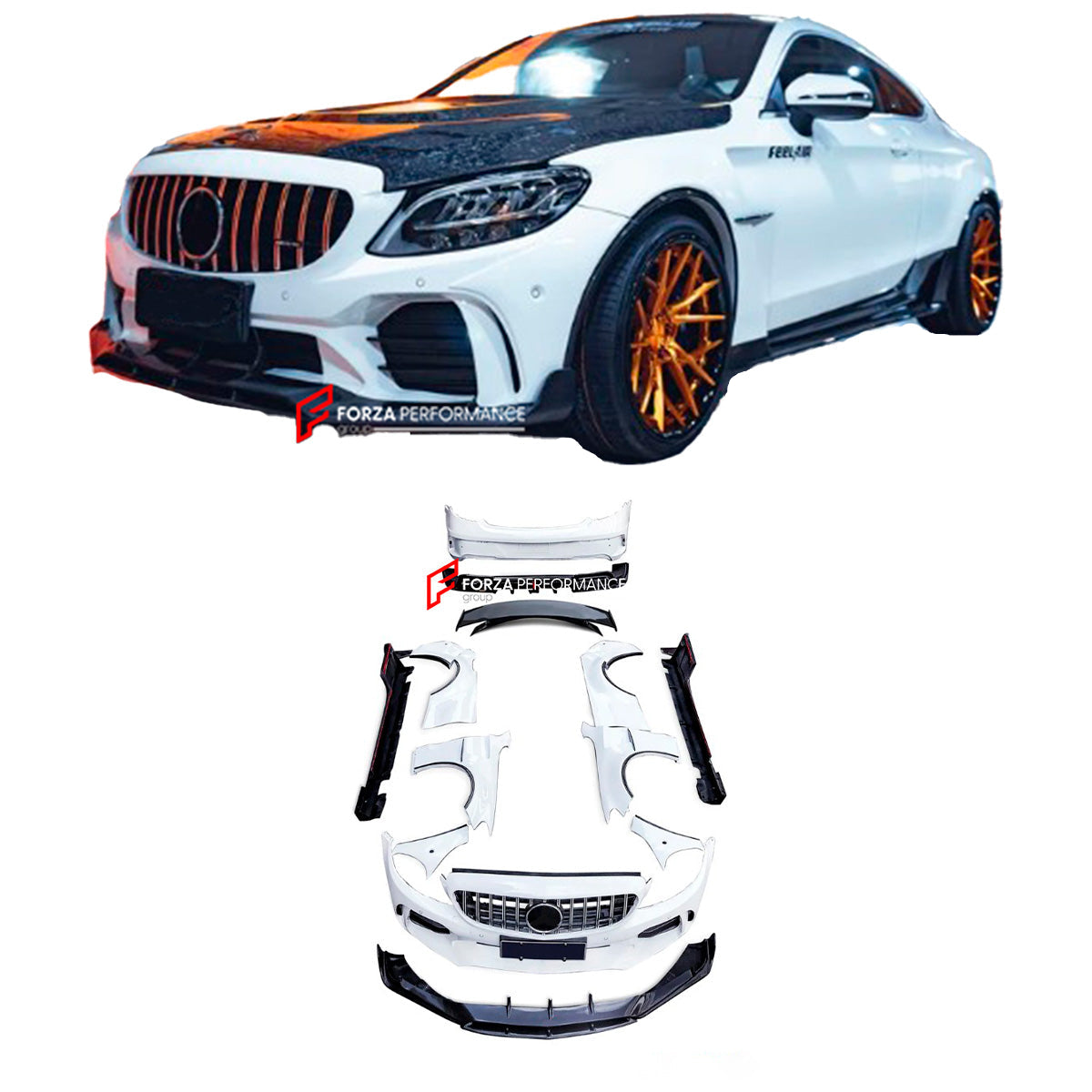 Front Bumper Spoiler Lip For 15-21 Mercedes-Benz W205 C63 AMG (Painted - View #5