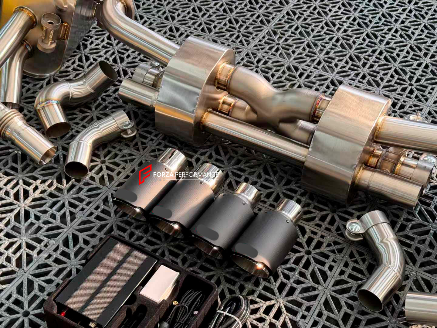 VALVED EXHAUST CATBACK MUFFLER for PORSCHE 911 991.1 CARRERA S 3.4T 3.8T 2011 - 2015
Set includes:
Pair of mufflers with valves
Exhaust tips
Valve control box with remote control (you may also reuse your factory exhaust valve motors)
Factory exhaust tips must be reused
Material: Stainless steel (for an extra cost we can make titanium)
Optional: We can offer downpipe and catless downpipe
Production time: 10 days
FEATURES:
Engineered Digital prototyping using 3D CAD design software, each car model ch