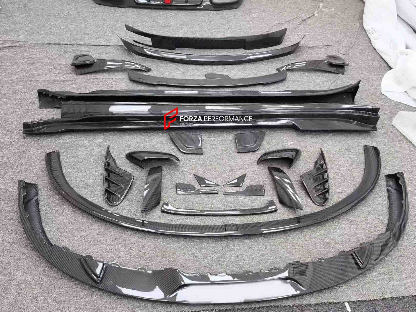 CARBON BODY KIT for PORSCHE TAYCAN 2020+
Set includes:
Front Lip
Front Upper Lip
Front Bumper Air Vents
Front Canards
Rear Diffuser Assembly
Side Skirts
Material: Carbon
Note: Professional installation is required.
