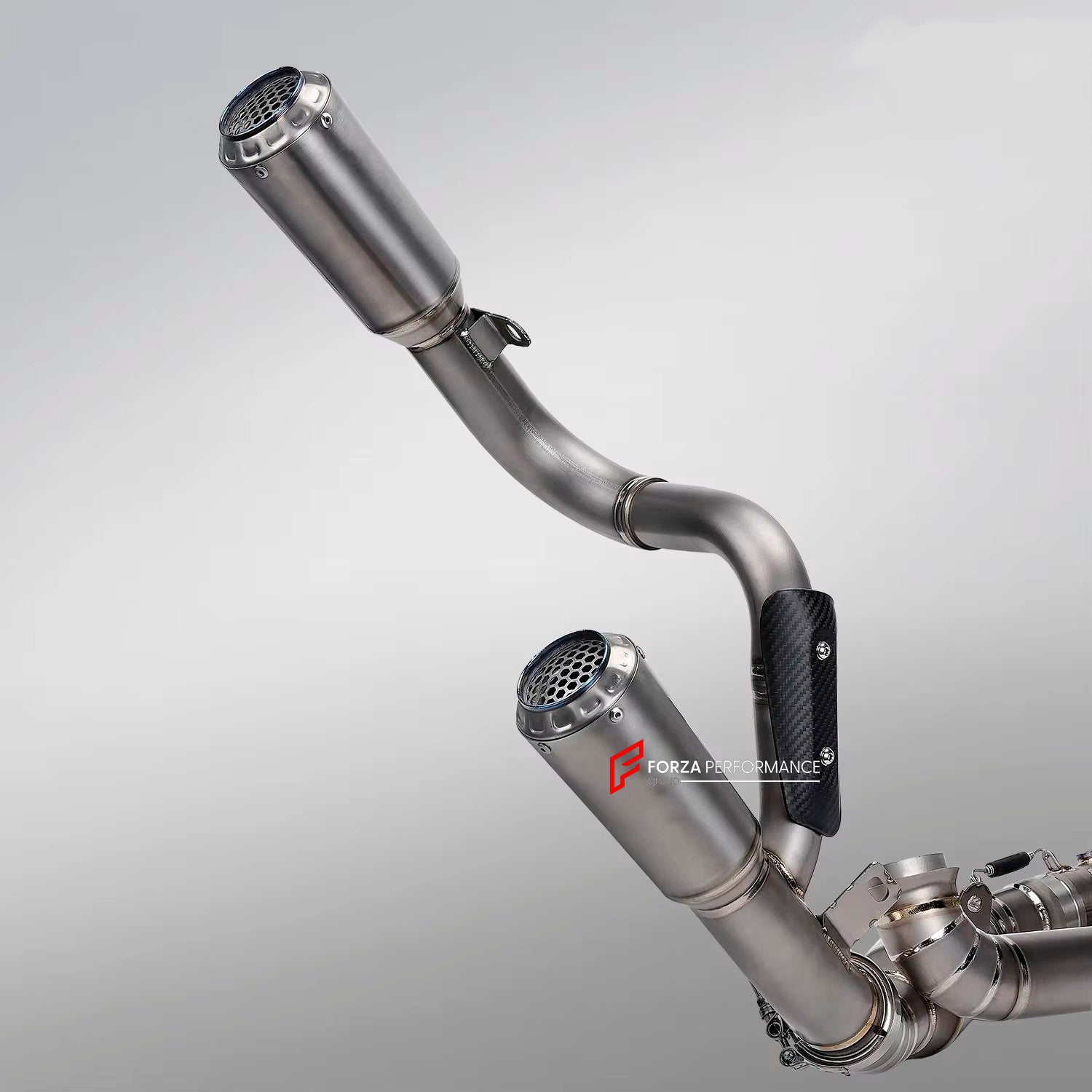 TITANIUM MOTORCYCLE EXHAUST SYSTEM for KTM DUKE SUPER DUKE 1290 1390
Set include:
Header
2-1 Merge Collector
Resonator
Mid pipe
Link Pipe
Exhaust Slip Ons
Material: Titanium (can be made in Stainless Steel)
NOTE: Professional installation is required.
FEATURES:
Engineered Digital prototyping using 3D CAD design software, each car model chassis has been 3D laser scanned in the factor
Factory run all test cars on Italian 1200HP Dyno machine, to make the best performance design of exhaust
CNC bend