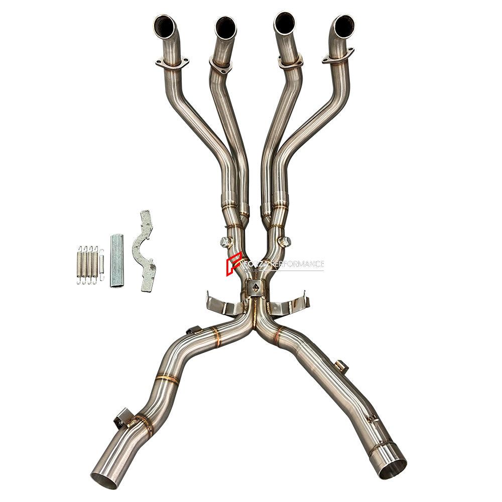 TITANIUM MOTORCYCLE EXHAUST SYSTEM for SUZUKI GSX 1300R HAYABUSA GEN2 2021 - 2024
Set include:
Header
2-1 Merge Collectors
Mid pipe
Material: Titanium (can be made in Stainless Steel)
NOTE: Professional installation is required.
FEATURES:
Engineered Digital prototyping using 3D CAD design software, each car model chassis has been 3D laser scanned in the factor
Factory run all test cars on Italian 1200HP Dyno machine, to make the best performance design of exhaust
CNC bending machine accurately b