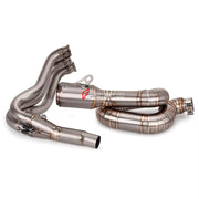 TITANIUM MOTORCYCLE EXHAUST SYSTEM for TRIUMPH STREET TRIPLE 765 R RS
Set include:
Header
3-1 Merge Collector
Mid pipe
Slip - On
Material: Titanium (can be made in Stainless Steel)
NOTE: Professional installation is required.
FEATURES:
Engineered Digital prototyping using 3D CAD design software, each car model chassis has been 3D laser scanned in the factor
Factory run all test cars on Italian 1200HP Dyno machine, to make the best performance design of exhaust
CNC bending machine accurately bends the