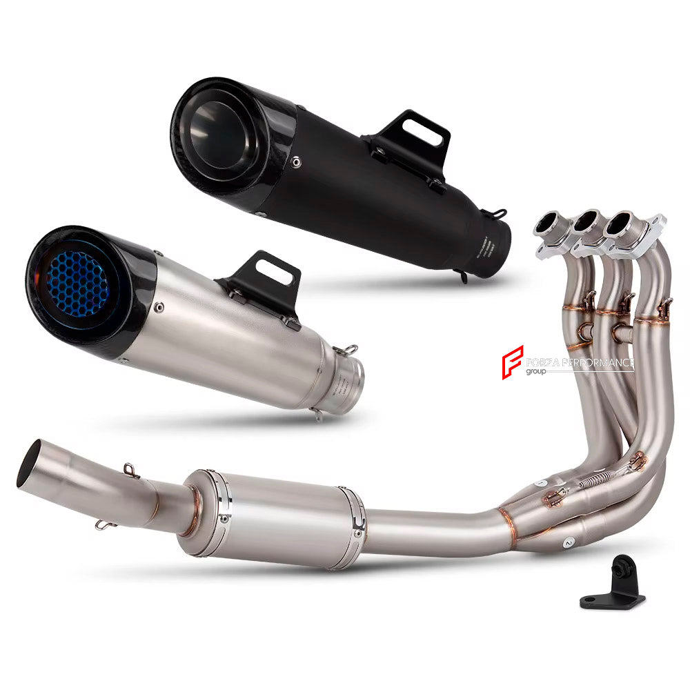TITANIUM MOTORCYCLE EXHAUST SYSTEM for TRIUMPH TRIDENT 660 2020+
Set include:
Header
3-1 Merge Collector
Resonator
Mid pipe
Slip - On
Material: Titanium (can be made in Stainless Steel)
NOTE: Professional installation is required.
FEATURES:
Engineered Digital prototyping using 3D CAD design software, each car model chassis has been 3D laser scanned in the factor
Factory run all test cars on Italian 1200HP Dyno machine, to make the best performance design of exhaust
CNC bending machine accurately