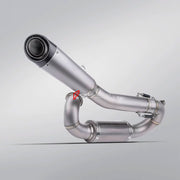 TITANIUM MOTORCYCLE HALF EXHAUST SYSTEM for DUCATI PANIGALE V2 V2S 2020 - 2024
Set include:
Resonator
Mid Pipe
Exhaust Slip On
Material: Titanium (can be made in Stainless Steel)
NOTE: Professional installation is required.
FEATURES:
Engineered Digital prototyping using 3D CAD design software, each car model chassis has been 3D laser scanned in the factor
Factory run all test cars on Italian 1200HP Dyno machine, to make the best performance design of exhaust
CNC bending machine accurately bends