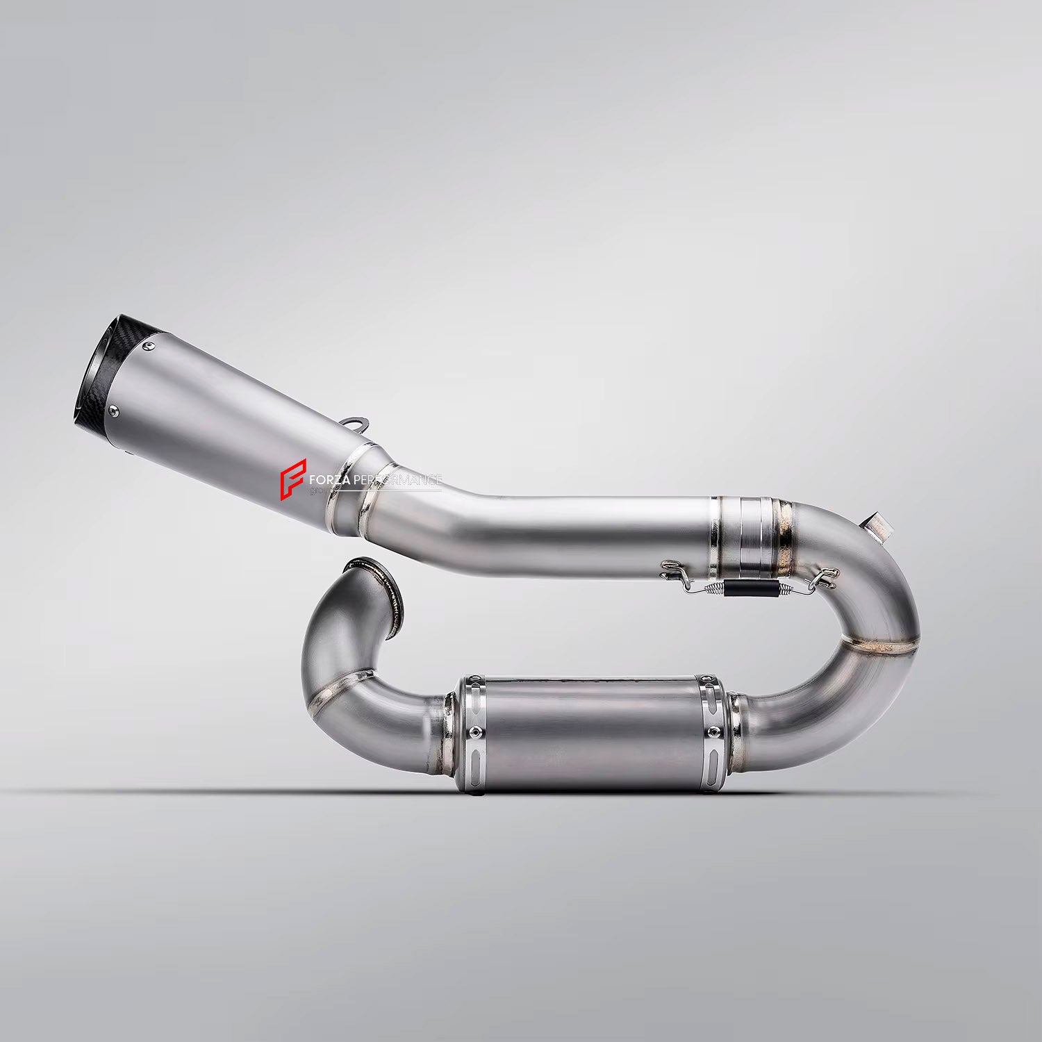 TITANIUM MOTORCYCLE HALF EXHAUST SYSTEM for DUCATI PANIGALE V2 V2S 2020 - 2024
Set include:
Resonator
Mid Pipe
Exhaust Slip On
Material: Titanium (can be made in Stainless Steel)
NOTE: Professional installation is required.
FEATURES:
Engineered Digital prototyping using 3D CAD design software, each car model chassis has been 3D laser scanned in the factor
Factory run all test cars on Italian 1200HP Dyno machine, to make the best performance design of exhaust
CNC bending machine accurately bends